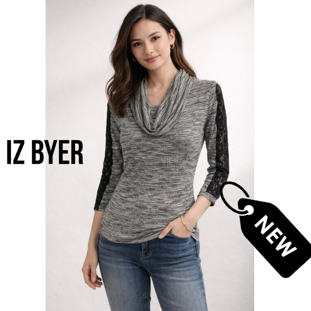 NWT Lace long sleeve cowl neck top